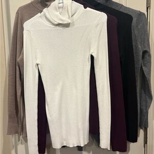 Bundle of 4 Classic Ribbed Turtleneck Sweaters -multiple colors
